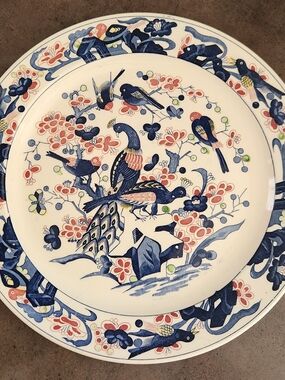 Vintage Japanese Amari Asian Bluebird Platter 16.5"